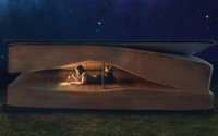 reading, book, space, landscape, sky wallpaper