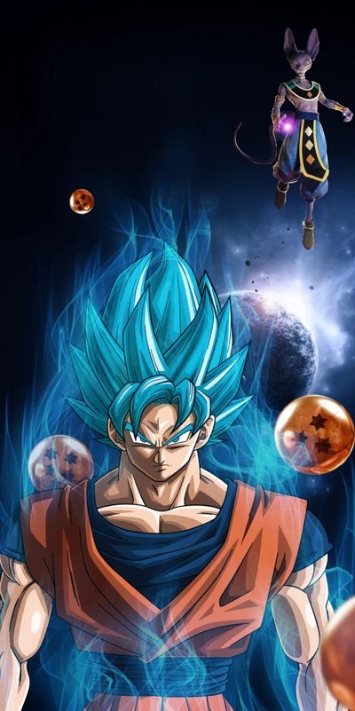 beerus, dragon ball super, deus da destruição, goku, son goku