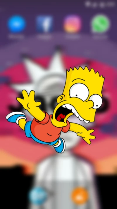 Bart Simpson brincalhão em um ambiente de jogo colorido