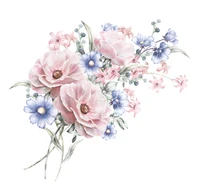 bouquet, floral, flowers, painting, pink