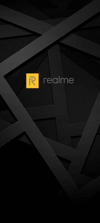 Logo Realme sur un fond noir frappant avec des formes géométriques