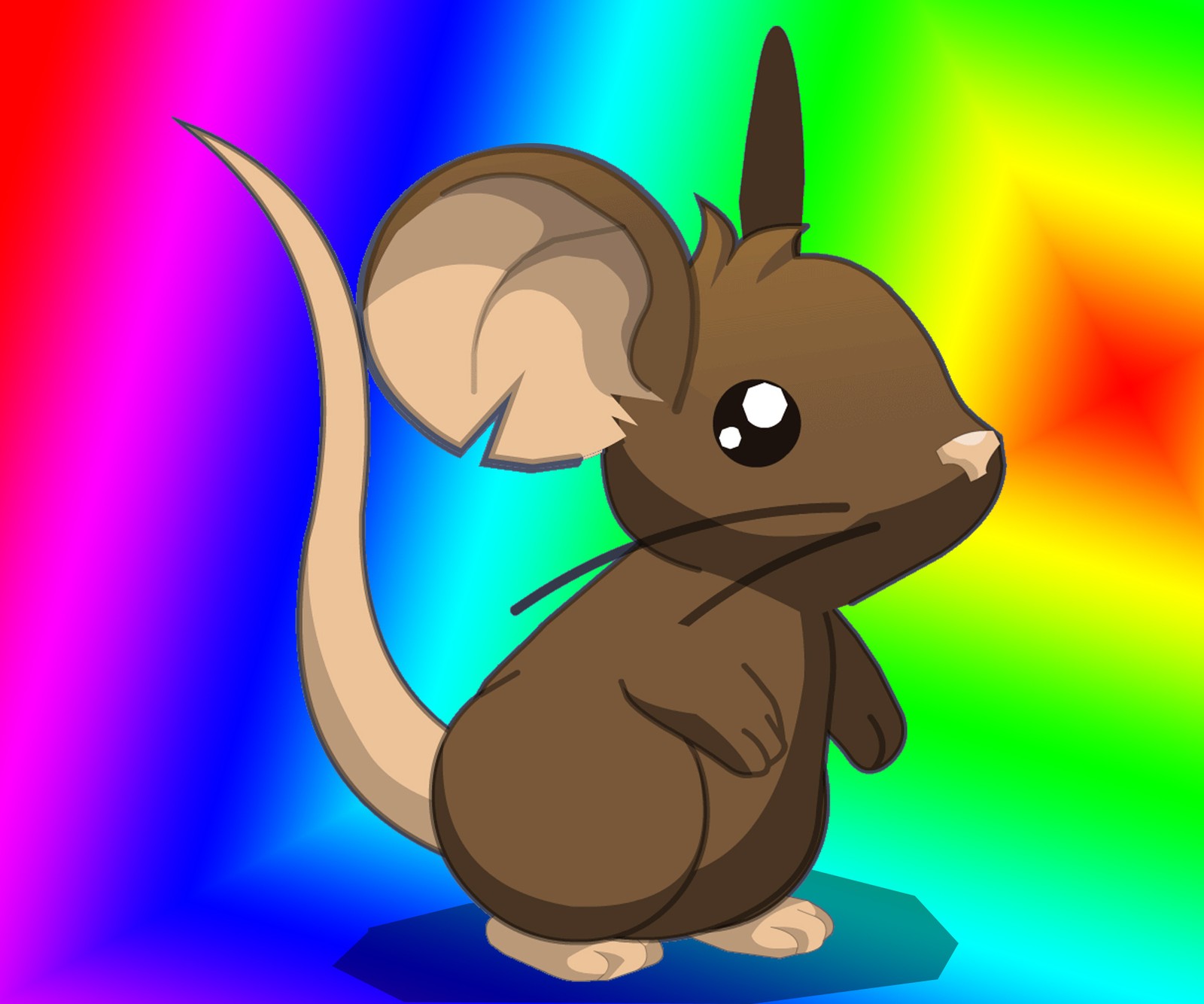 A cartoon mouse with a big ears and a tail (animals, cartoons, cute, mouse)