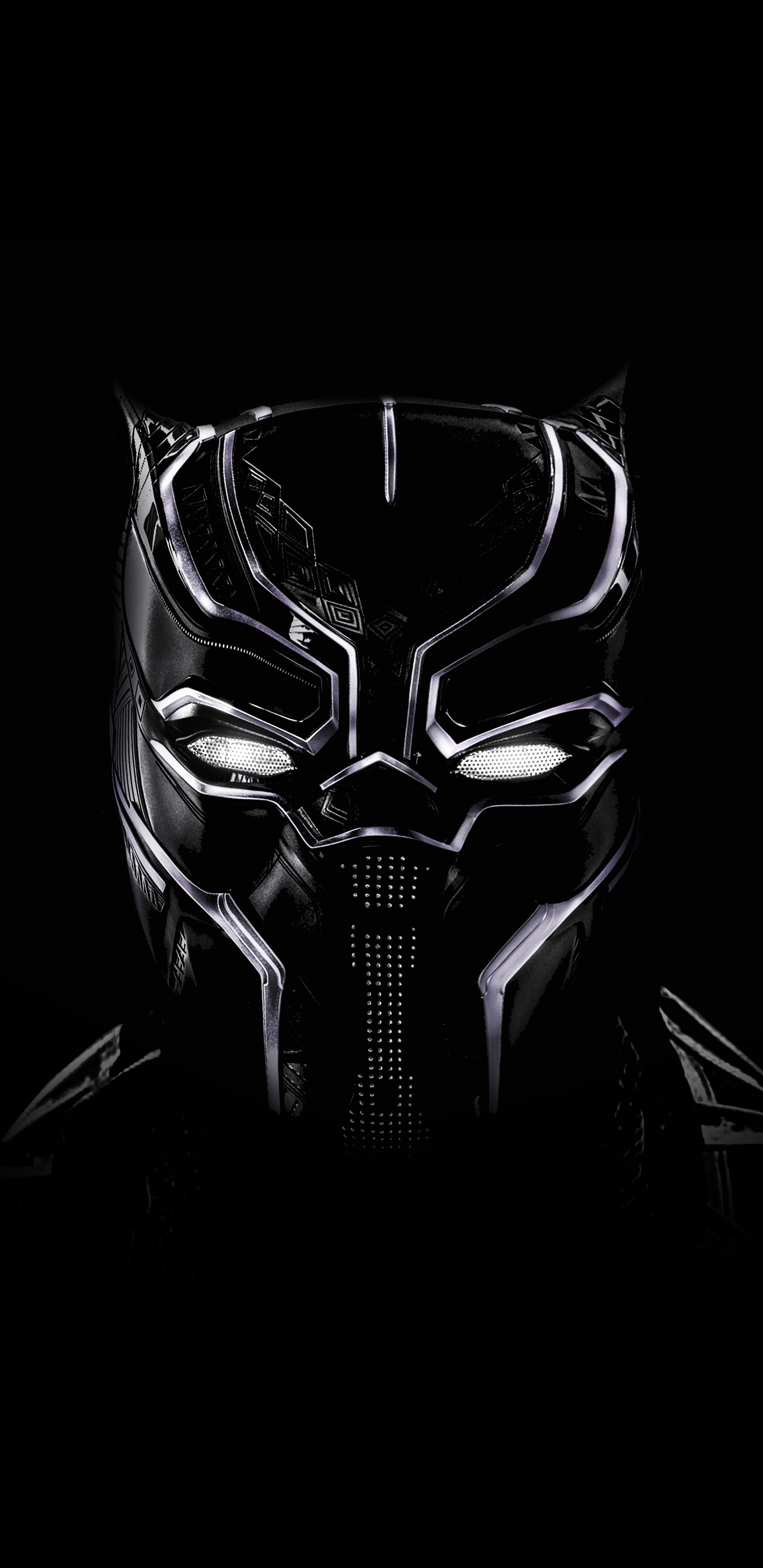 A close up of a black panther mask on a black background (amoled, battery saving, black, comics, dark)