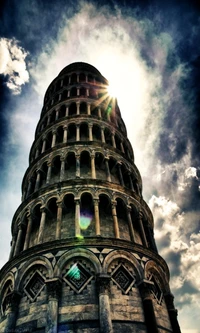 Leaning Tower of Pisa Against a Dramatic Sky