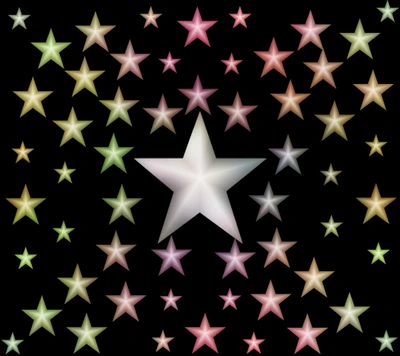 Colorful Abstract Stars on a Black Background