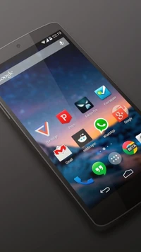 Google Nexus Smartphone with App Icons on Home Screen