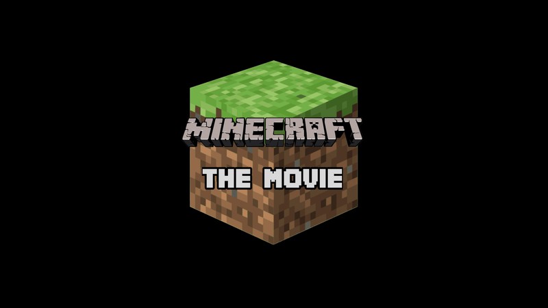 Логотип minecraft фильма (minecraft, фильмы 2025 года, черный фон, 5k, кино)