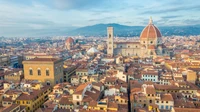 Vue aérienne époustouflante du paysage urbain historique de Florence avec la cathédrale emblématique de Florence