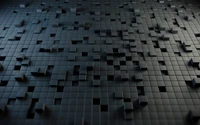 Abstract Black Tile Surface with Geometric Patterns