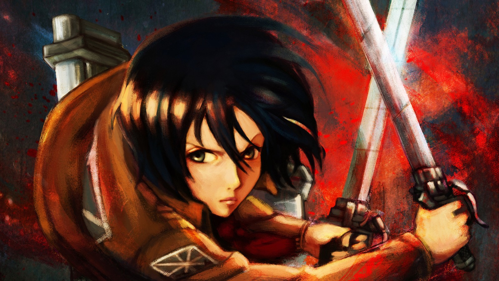 Скачать обои mikasa ackerman, атака титанов, attack on titan, леви, levi