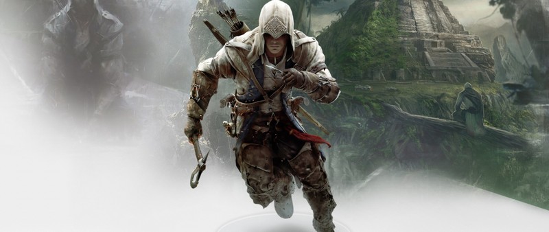 Крупный план человека с мечом в горах (assassins creed iii, коннор кенуэй, connor kenway, солдат, фигурка персонажа)