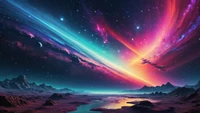 night, sky, space, colorful, scenery wallpaper