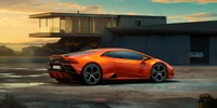 Элегантный оранжевый Lamborghini Huracán: шедевр суперкара на закате