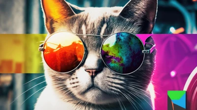 Cool Cat in Stylish Sunglasses - Digital Art