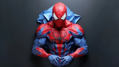 Spider-Man Abstrait : Design Géométrique de Super-Héros