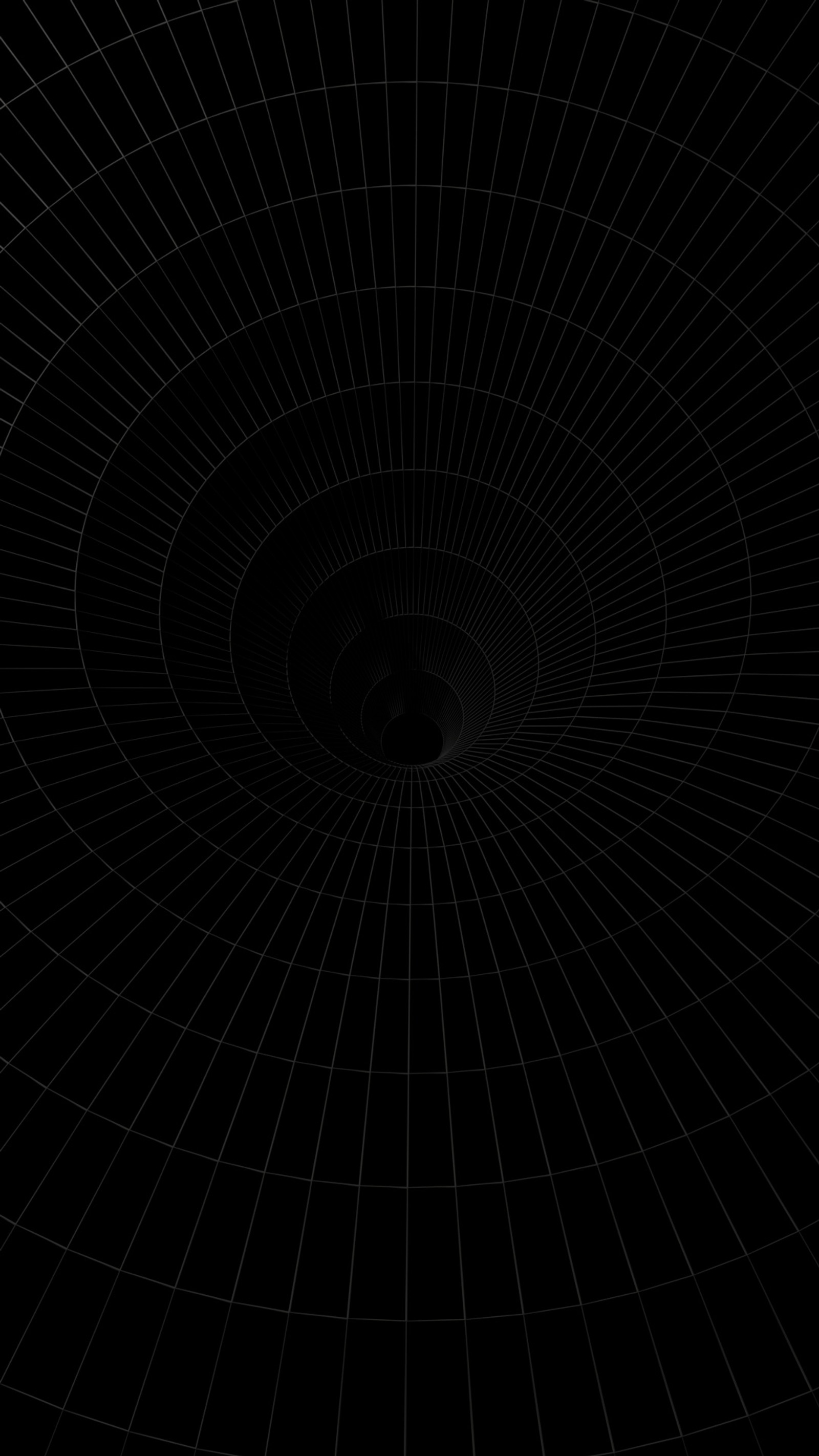 A black and white photo of a spiral with a black background (black, dark, design, simple, wire)