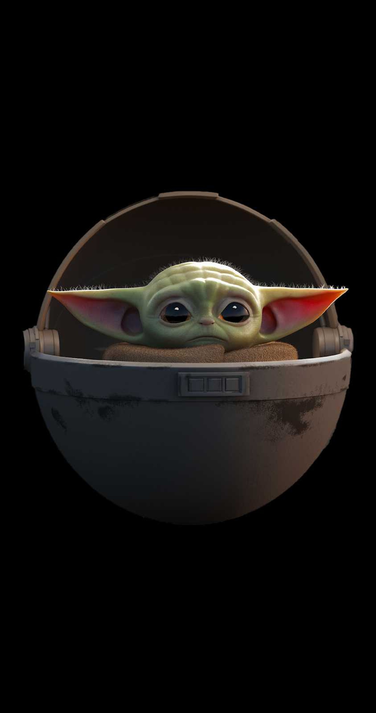 Baby yoda en una nave espacial con un fondo negro (bebé, bebé yoda, baby yoda, star wars, el mandaloriano)