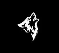 Stilisierte Schwarz-Weiß-Wolf-Design