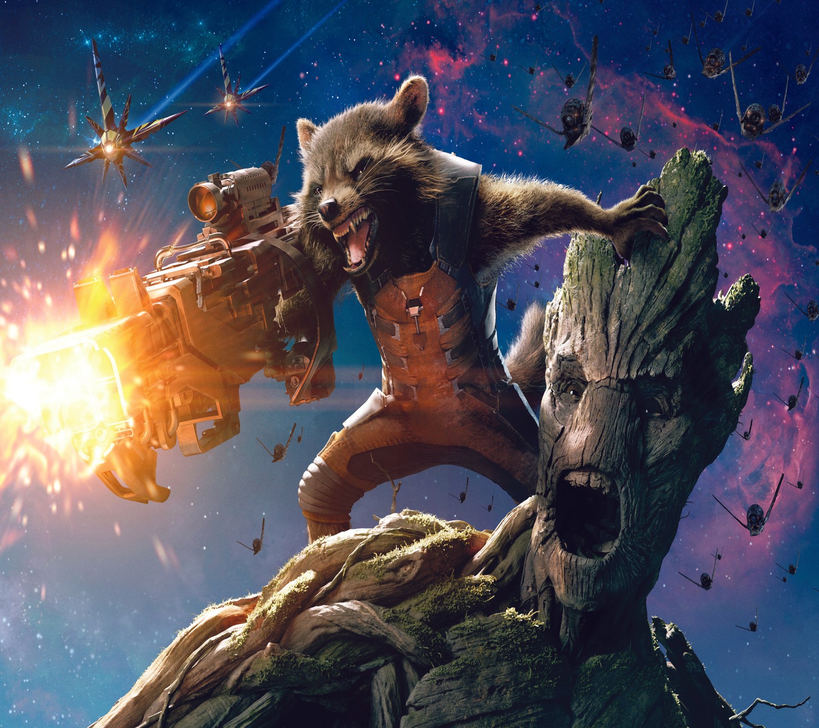 Cohete mapache y groot en guardianes de la galaxia (galaxia, groot, guardianes)