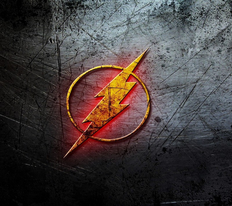 Ближайший план логотипа flash на металлической поверхности (вспышка, логотип)