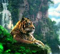 animal, art, big cat, nature, painting