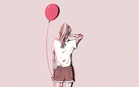 balloon, cry, drawing, girl, mine wallpaper