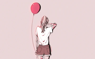 Princesse triste avec un ballon rouge