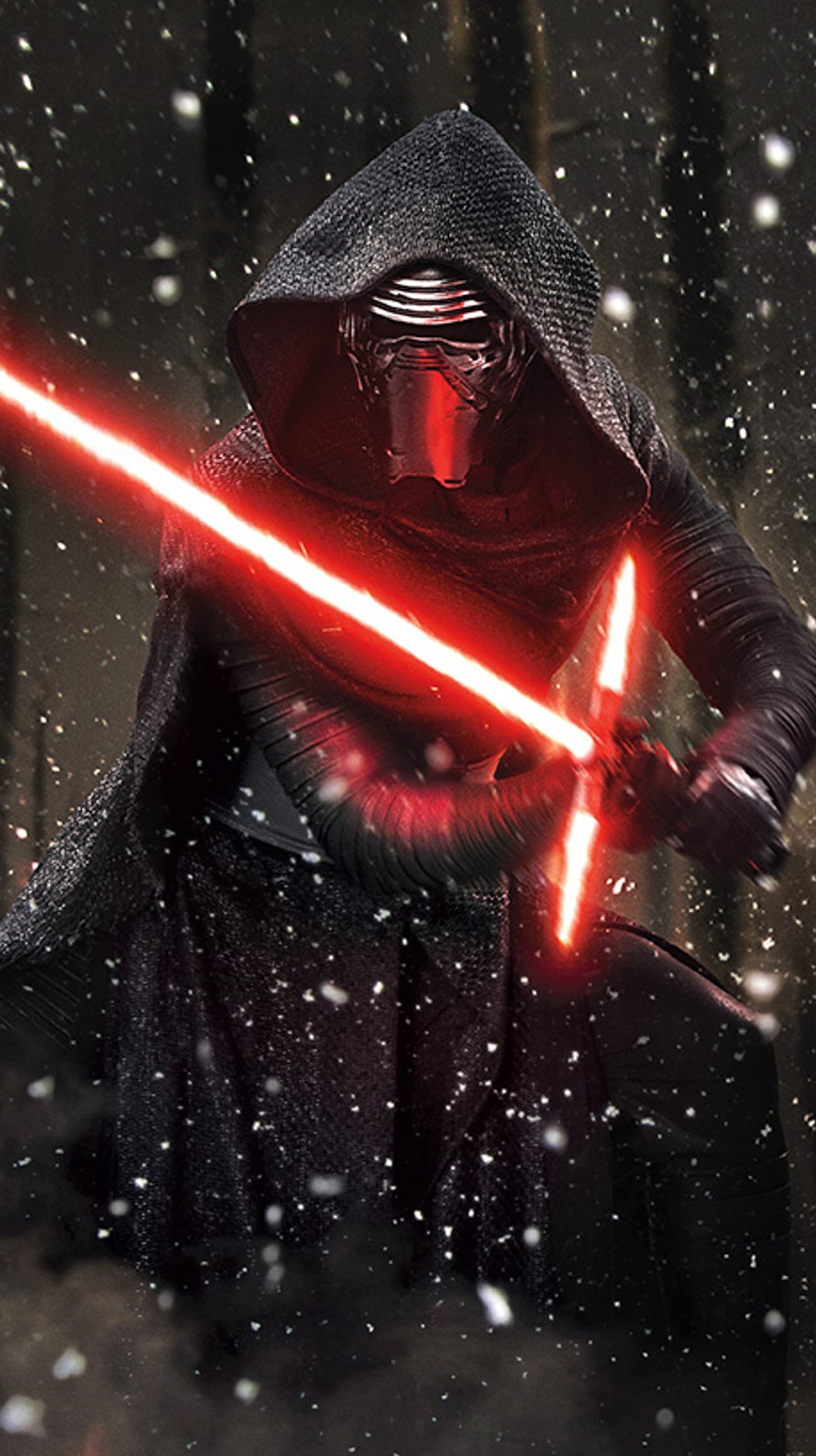 Star wars the force awakes in the snow with lightsabed (art, darth vader, fantasy, force awakens, lord)