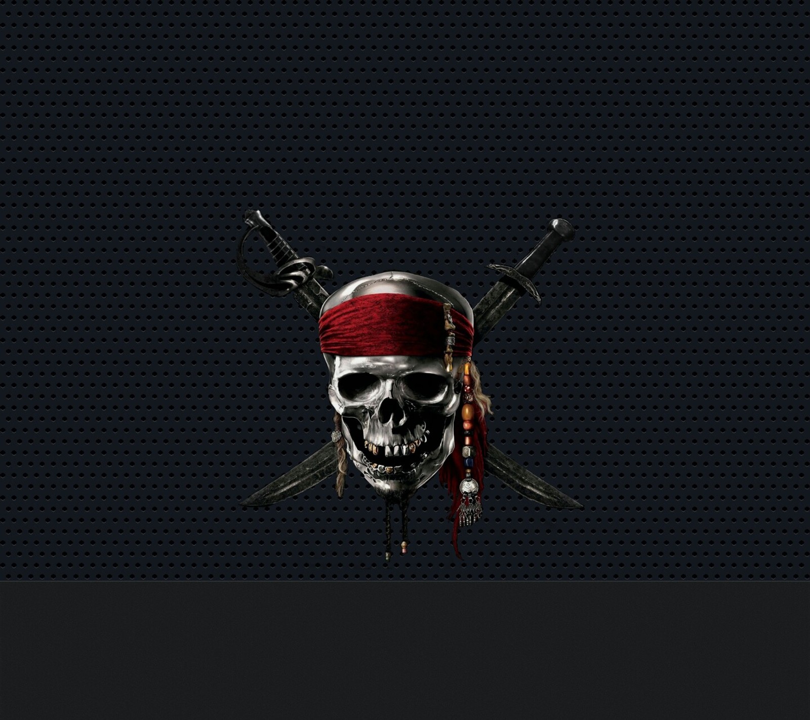 Pirate skull with two crossed swords and a bandana on a dark background (kurukafa, skull)