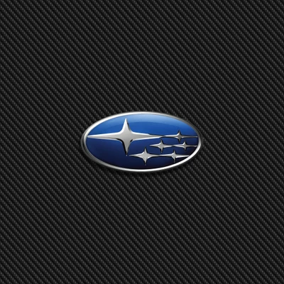 Logo Subaru sur fond en fibre de carbone