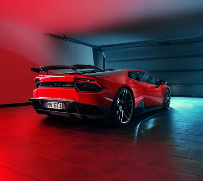 Lamborghini Huracan Novitec Torado en Iluminación Roja Dinámica