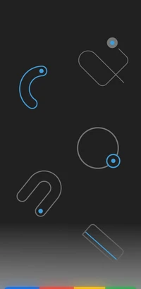 Gráficos abstractos con elementos circulares y curvados sobre un fondo oscuro