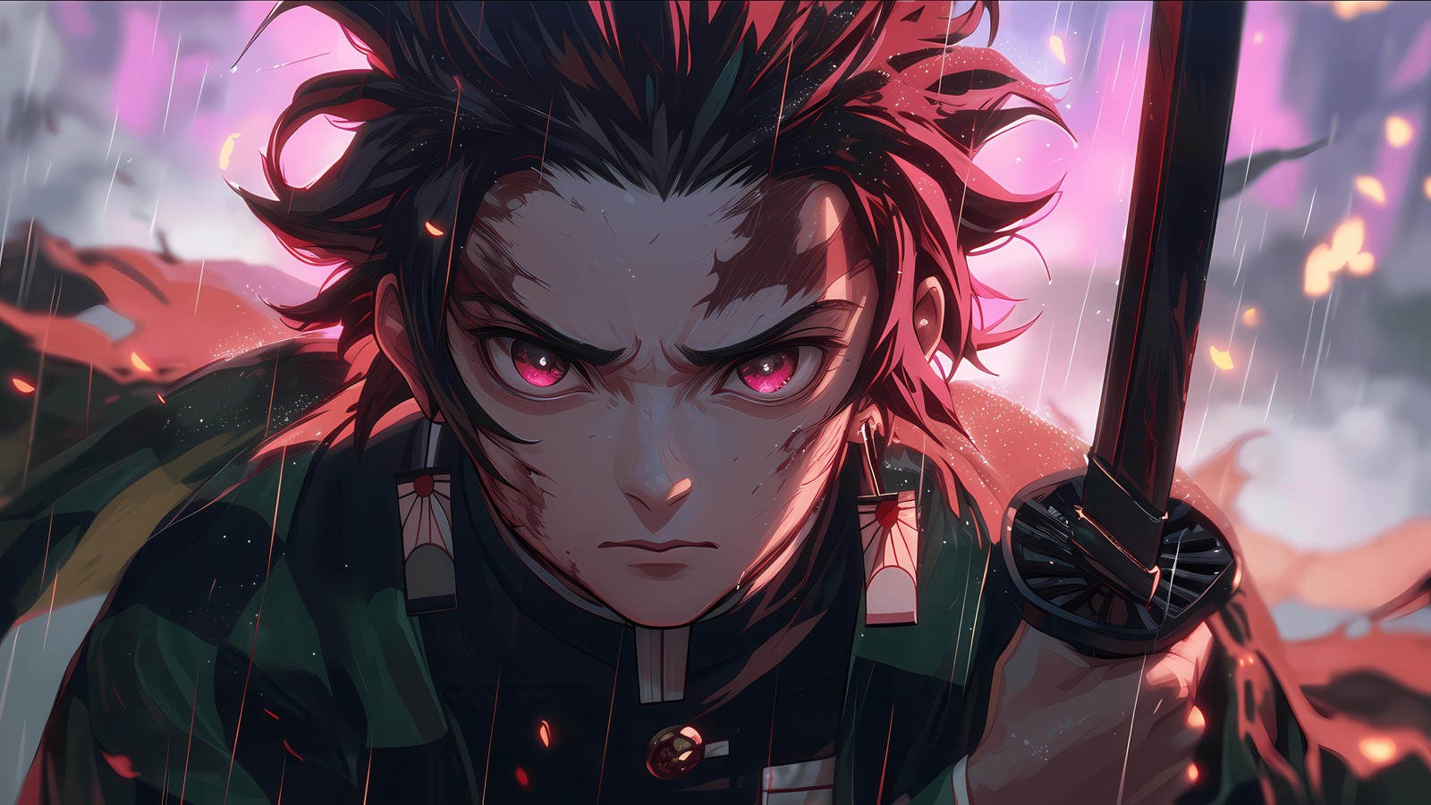 Anime, anime, arte anime, menino anime, anime, anime, anime, personagens anime (tanjiro kamado, intenso, assassino de demônios kimetsu no yaiba, demon slayer kimetsu no yaiba, 5k)