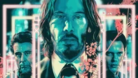 John Wick: Capítulo 4 - Un cartel de película vívido con personajes icónicos