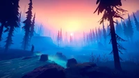 Serene Dusk Landscape in a Survival Game Setting