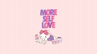 More Self Love with Hello Kitty on Misty Rose Background