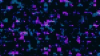 Neon Circles in Abstract Grid on Dark Purple Background