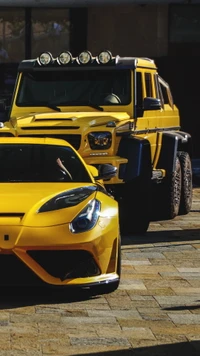 Impresionantes coches amarillos personalizados con detalles resistentes