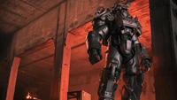 T-60 Power Armor aus der Fallout-Serie in einer post-apokalyptischen Umgebung