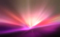 Aurora vibrante em tons de magenta iluminando o espaço cósmico