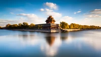 forbidden city, palace, reflection, landmark, water wallpaper