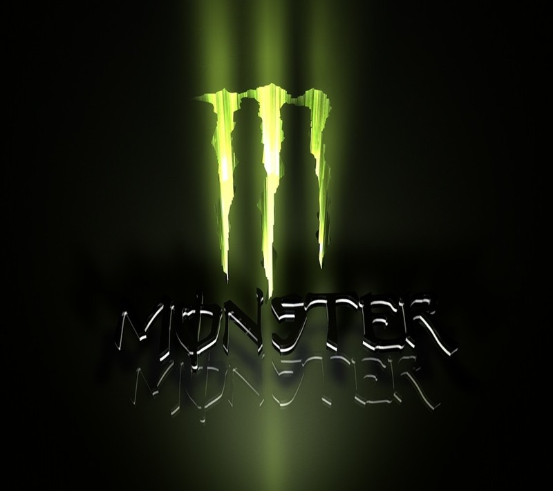 Крупный план логотипа monster на черном фоне (логотип, монстр энергия, monster energy)