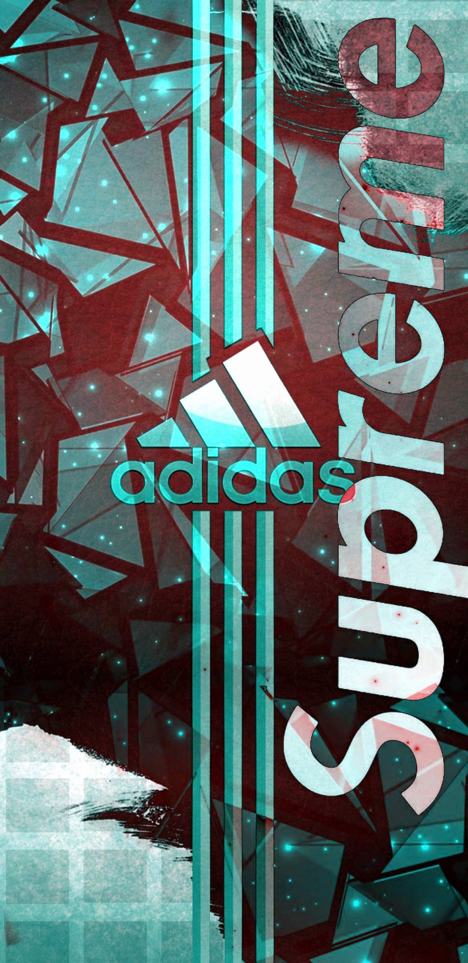 A close up of a poster with a logo on it (adidas, logo)