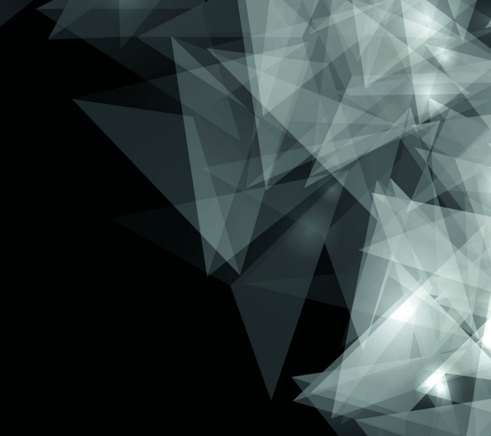 A close up of a black and white abstract background with triangles (abstract, glass)