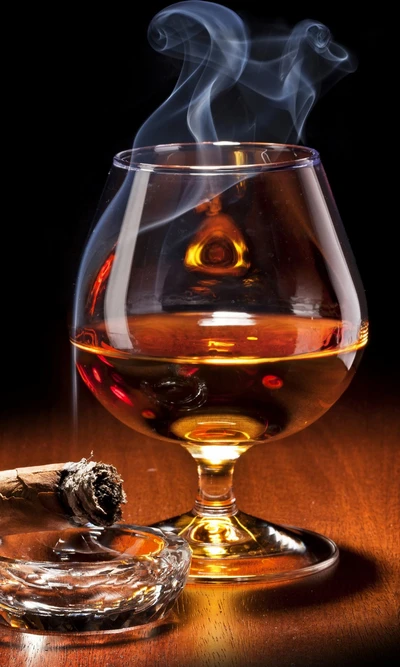 brandy, cigare, fumée