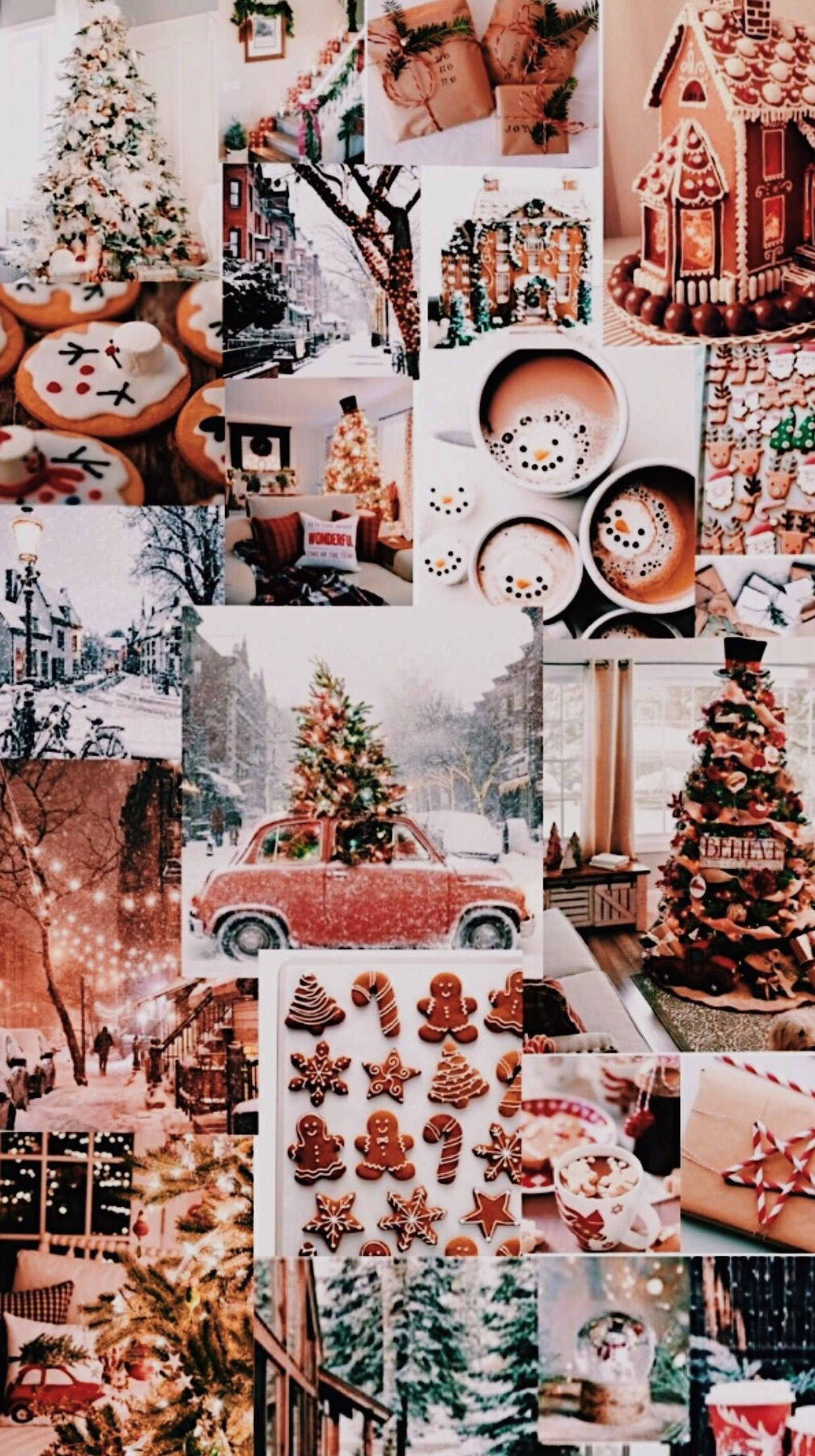 A close up of a collage of pictures of christmas decorations (aesthetic, christmas, collage)