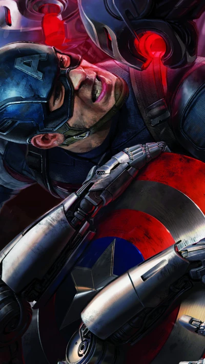 Captain America Clashes with Ultron in Epic Battle