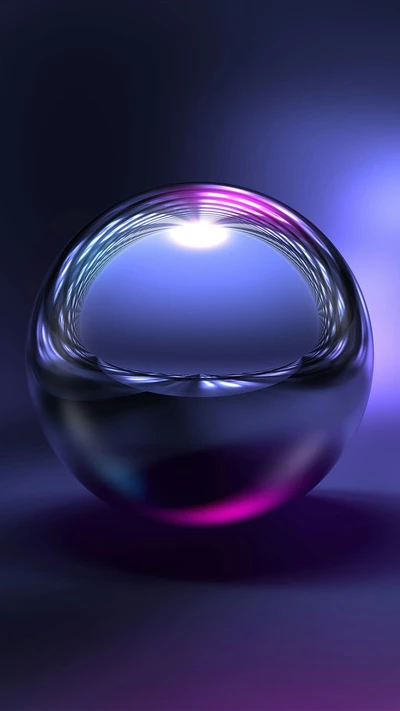 Chrome Sphere with Purple Gradient Background