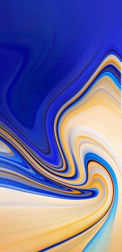 Olas fluidas de azul y oro: diseño abstracto para Galaxy Note 9