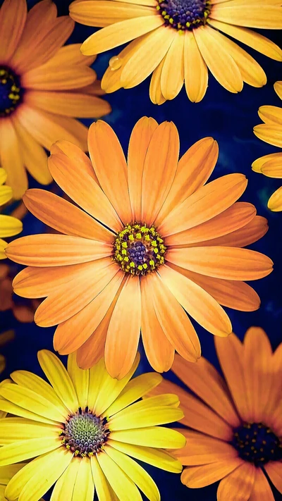 marguerite, fleur, nature, orange, jaune